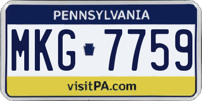 PA license plate MKG7759