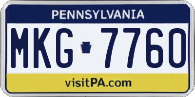 PA license plate MKG7760
