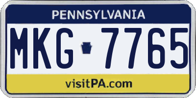 PA license plate MKG7765