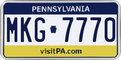 PA license plate MKG7770