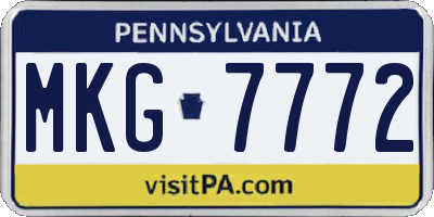 PA license plate MKG7772