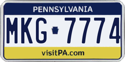 PA license plate MKG7774