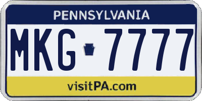 PA license plate MKG7777