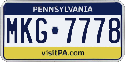 PA license plate MKG7778