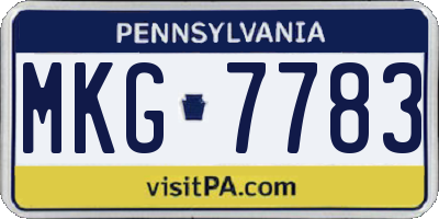 PA license plate MKG7783