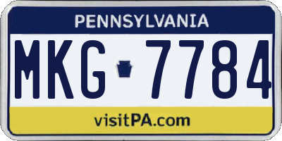 PA license plate MKG7784