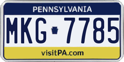 PA license plate MKG7785
