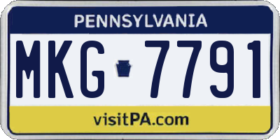 PA license plate MKG7791