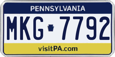 PA license plate MKG7792