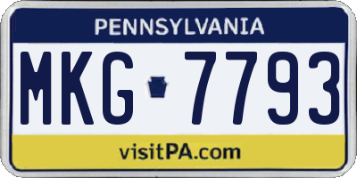 PA license plate MKG7793