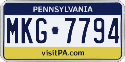 PA license plate MKG7794