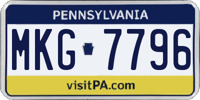 PA license plate MKG7796