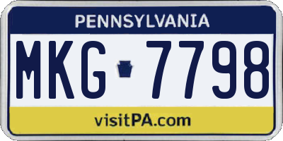 PA license plate MKG7798