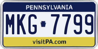 PA license plate MKG7799