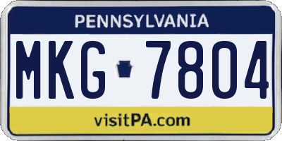 PA license plate MKG7804