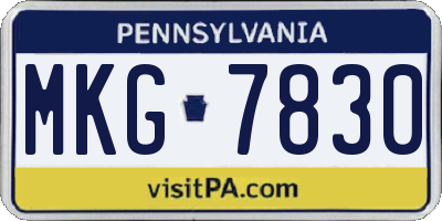 PA license plate MKG7830