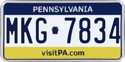 PA license plate MKG7834