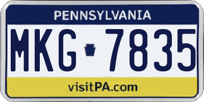 PA license plate MKG7835
