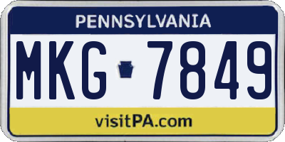 PA license plate MKG7849