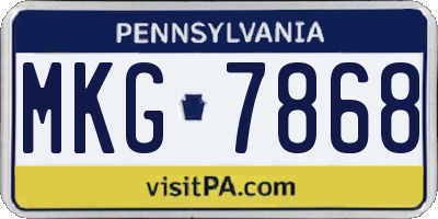PA license plate MKG7868