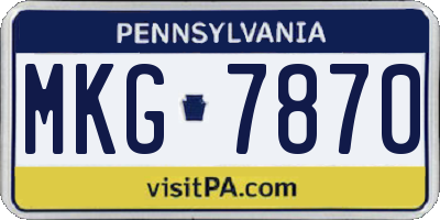 PA license plate MKG7870