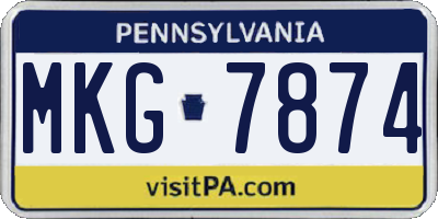 PA license plate MKG7874