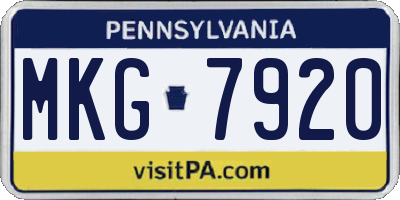PA license plate MKG7920