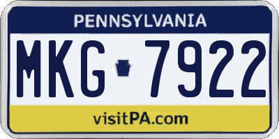 PA license plate MKG7922