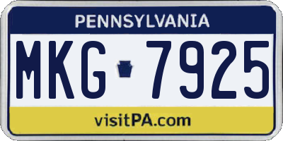 PA license plate MKG7925
