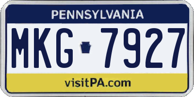 PA license plate MKG7927