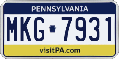 PA license plate MKG7931
