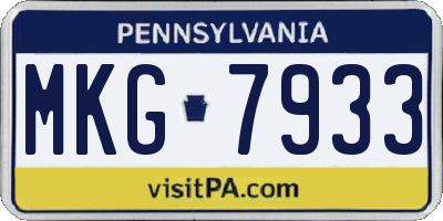 PA license plate MKG7933