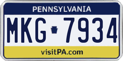 PA license plate MKG7934
