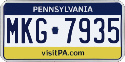 PA license plate MKG7935