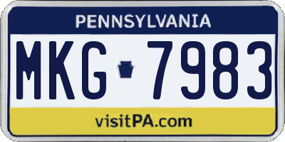 PA license plate MKG7983