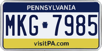PA license plate MKG7985