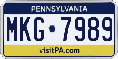 PA license plate MKG7989