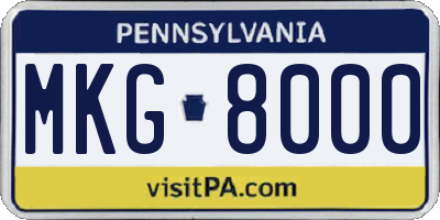 PA license plate MKG8000