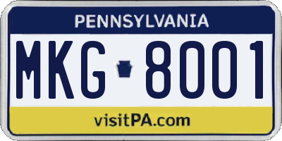 PA license plate MKG8001