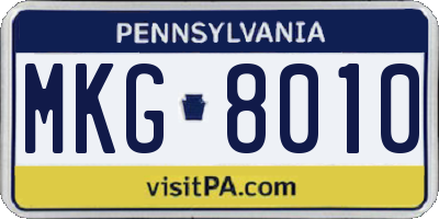 PA license plate MKG8010