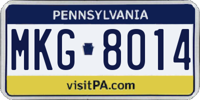PA license plate MKG8014