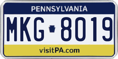 PA license plate MKG8019