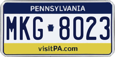 PA license plate MKG8023