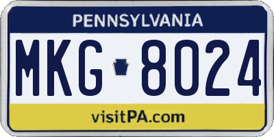 PA license plate MKG8024