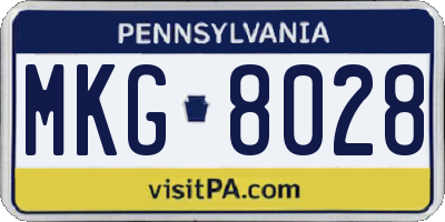 PA license plate MKG8028