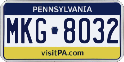 PA license plate MKG8032