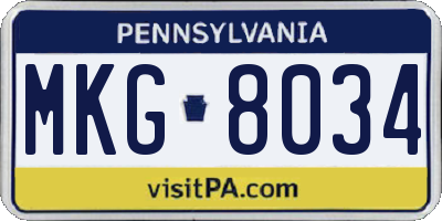 PA license plate MKG8034