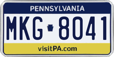PA license plate MKG8041