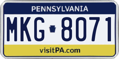 PA license plate MKG8071