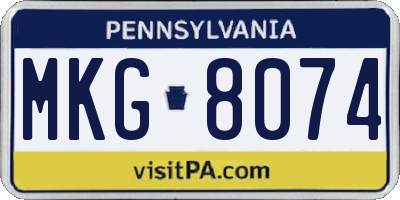 PA license plate MKG8074